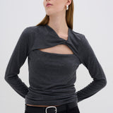 Vigga Knot Blouse- Dark Grey