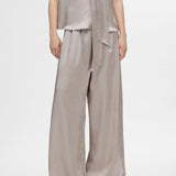 Selene Wide Satin Pants - Dove