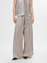 Selene Wide Satin Pants - Dove