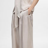 Selene Wide Satin Pants - Dove