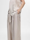 Selene Wide Satin Pants - Dove