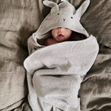 ALBERT HOODED BABY TOWEL RABBIT DUMBO GREY