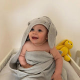 ALBERT HOODED BABY TOWEL RABBIT DUMBO GREY