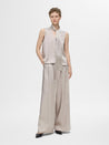 Selene Wide Satin Pants - Dove