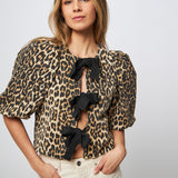 Bow Blouse in Leopard Print